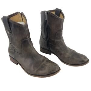 FRYE Brown Leather Distressed Western Roper Boots Women’s Size 7.5 Preowned